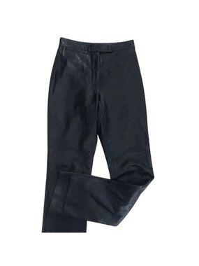 Women's Genuine Black Leather Pants Slacks